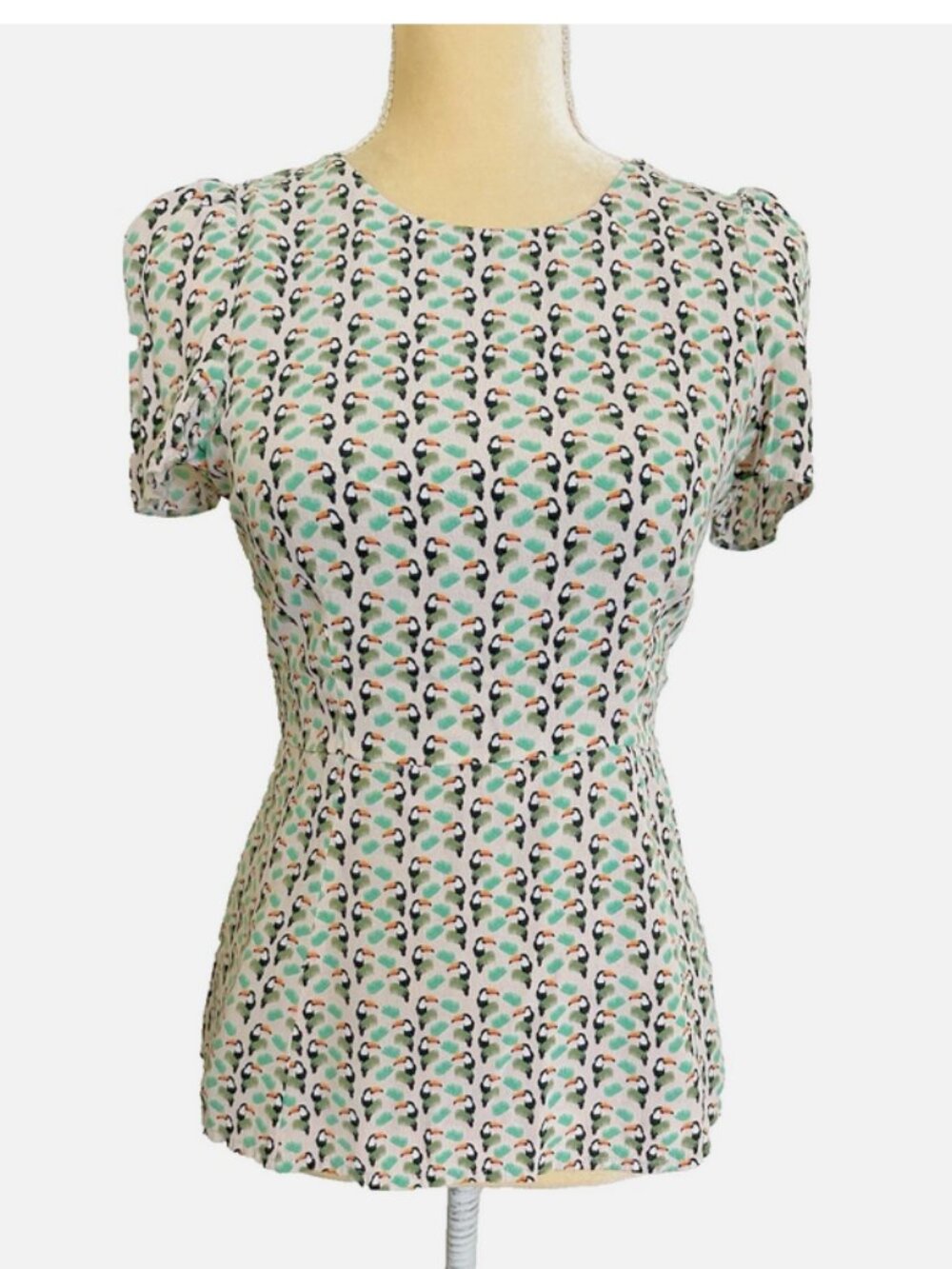 ZARA Toucan Print Top 2/4 XS/S Parrot Tropical Bird